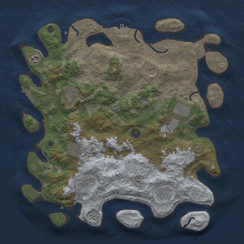 Rust Map: Procedural Map, Size: 4000, Seed: 1185828162, 16 Monuments