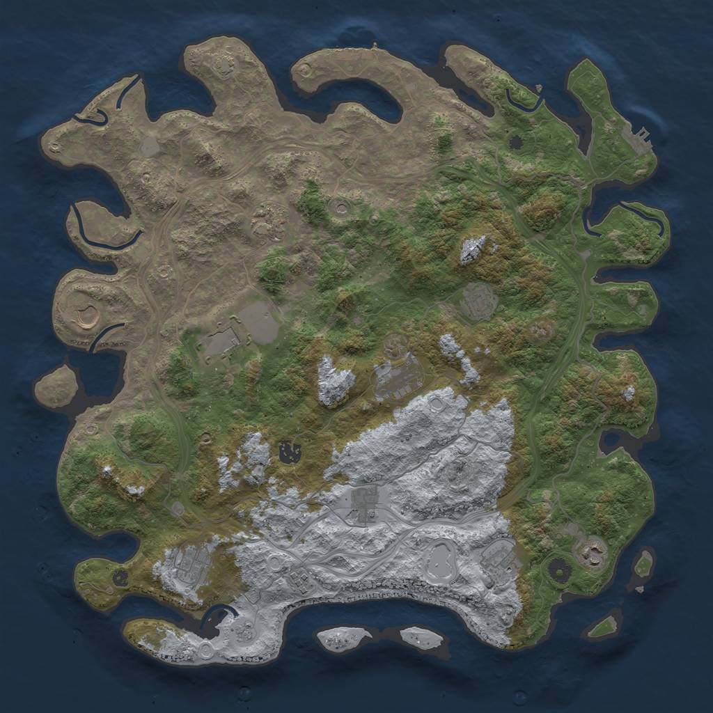 Rust Map: Procedural Map, Size: 4500, Seed: 710202516, 19 Monuments