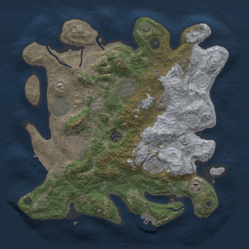 Rust Map: Procedural Map, Size: 3450, Seed: 61664949, 16 Monuments
