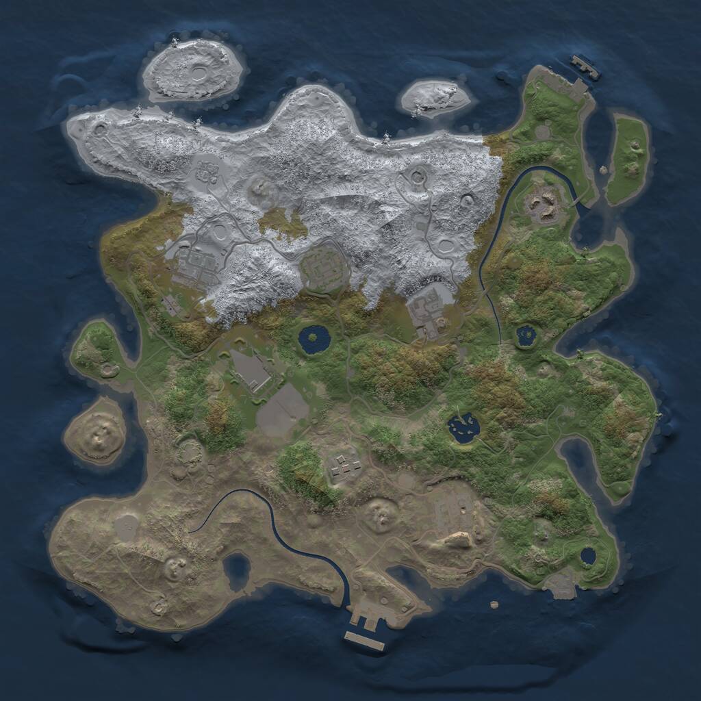 Rust Map: Procedural Map, Size: 3500, Seed: 25847029, 14 Monuments
