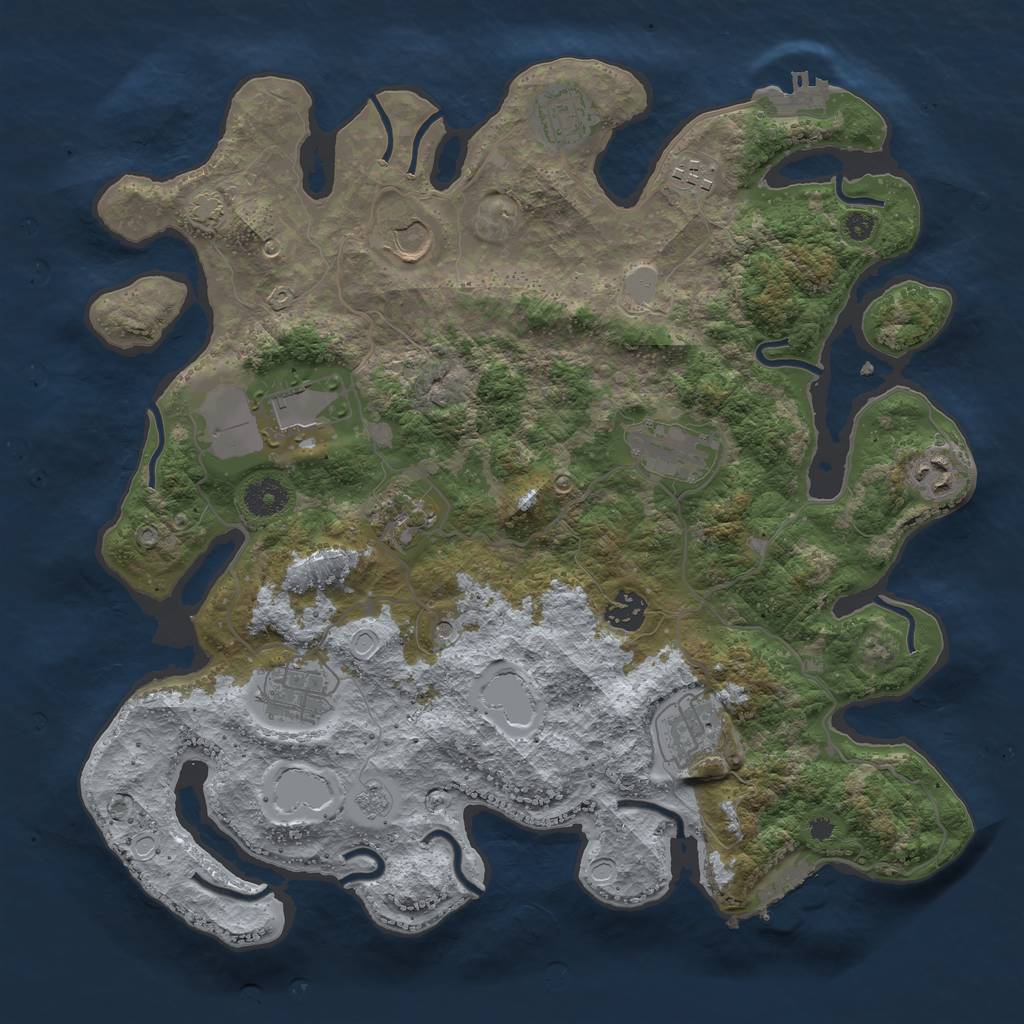 Rust Map: Procedural Map, Size: 3750, Seed: 7782856, 18 Monuments