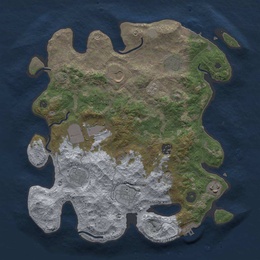 Rust Map: Procedural Map, Size: 3500, Seed: 200188991, 16 Monuments