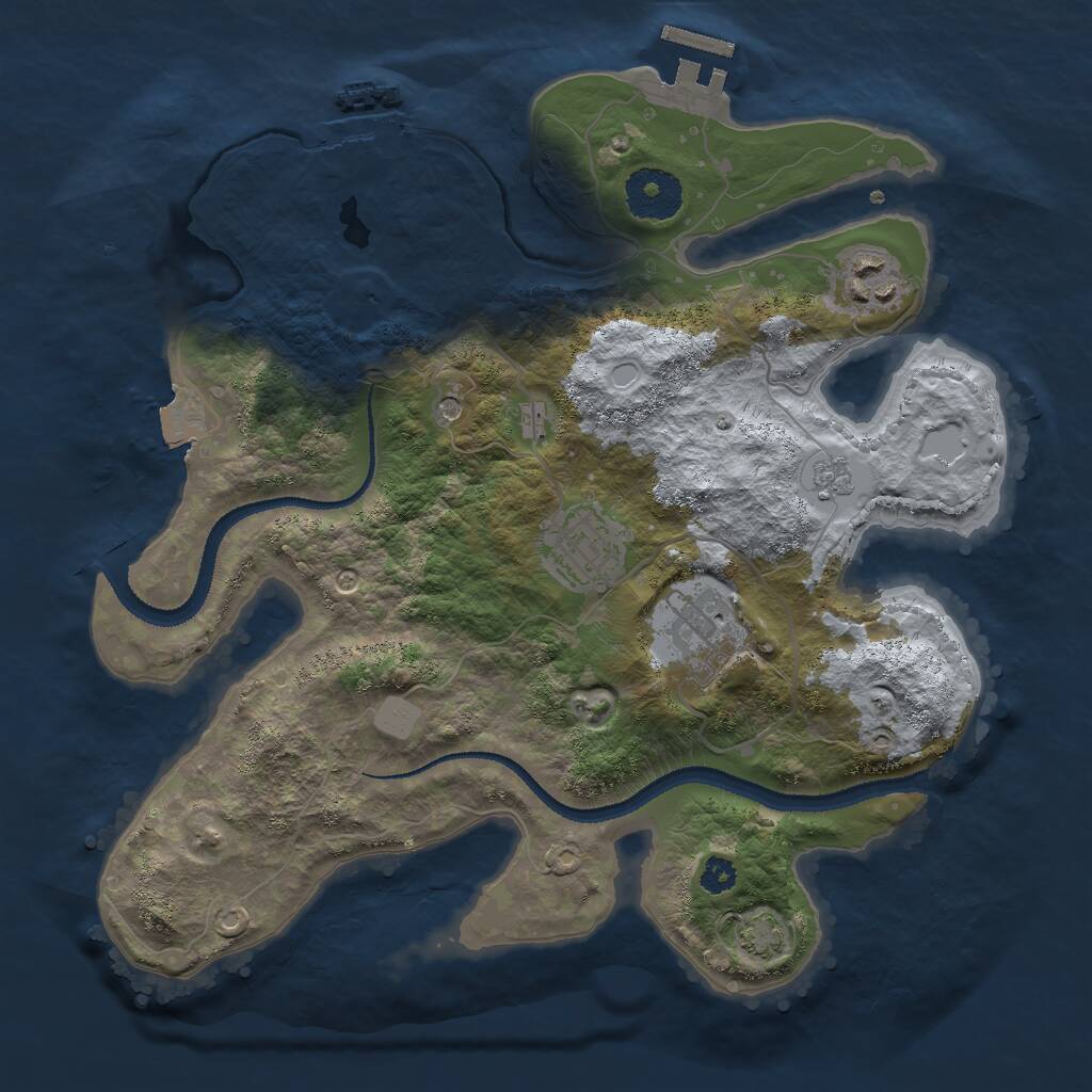 Rust Map: Procedural Map, Size: 3000, Seed: 795629674, 9 Monuments