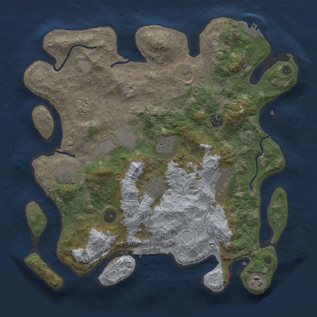 Rust Map: Procedural Map, Size: 3750, Seed: 1825496187, 17 Monuments