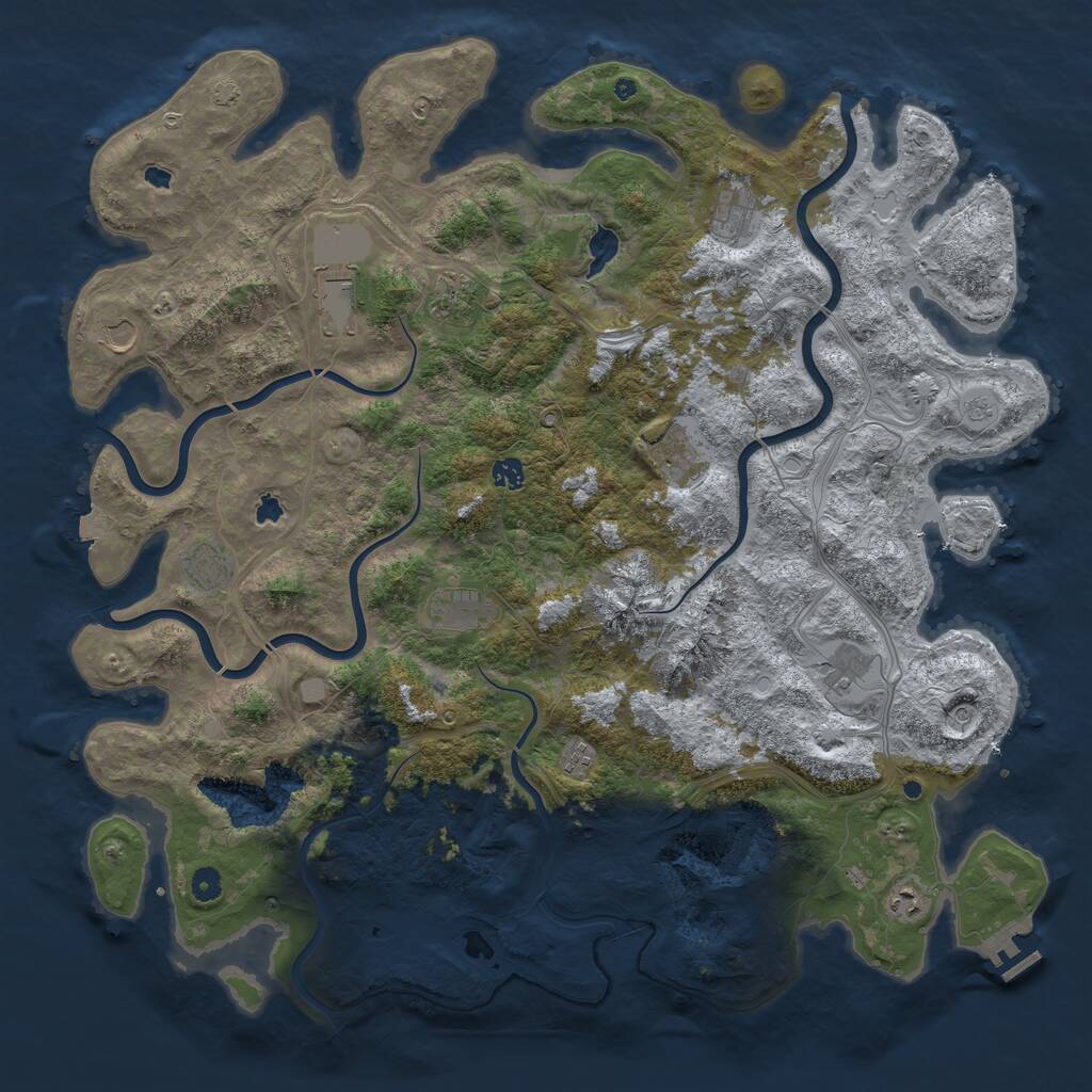 Rust Map: Procedural Map, Size: 5000, Seed: 9890898, 16 Monuments