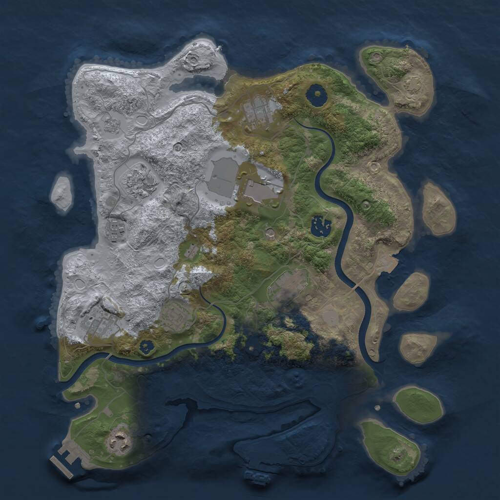 Rust Map: Procedural Map, Size: 3500, Seed: 1333571650, 15 Monuments
