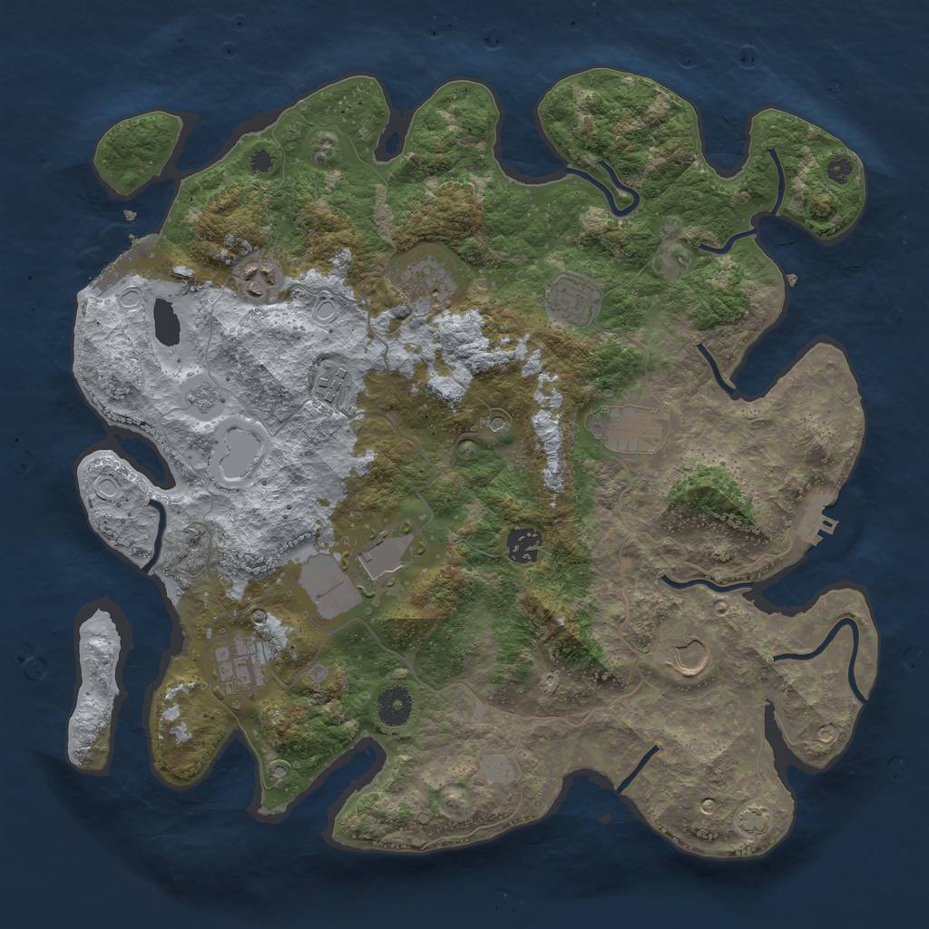Rust Map: Procedural Map, Size: 3800, Seed: 1994, 17 Monuments