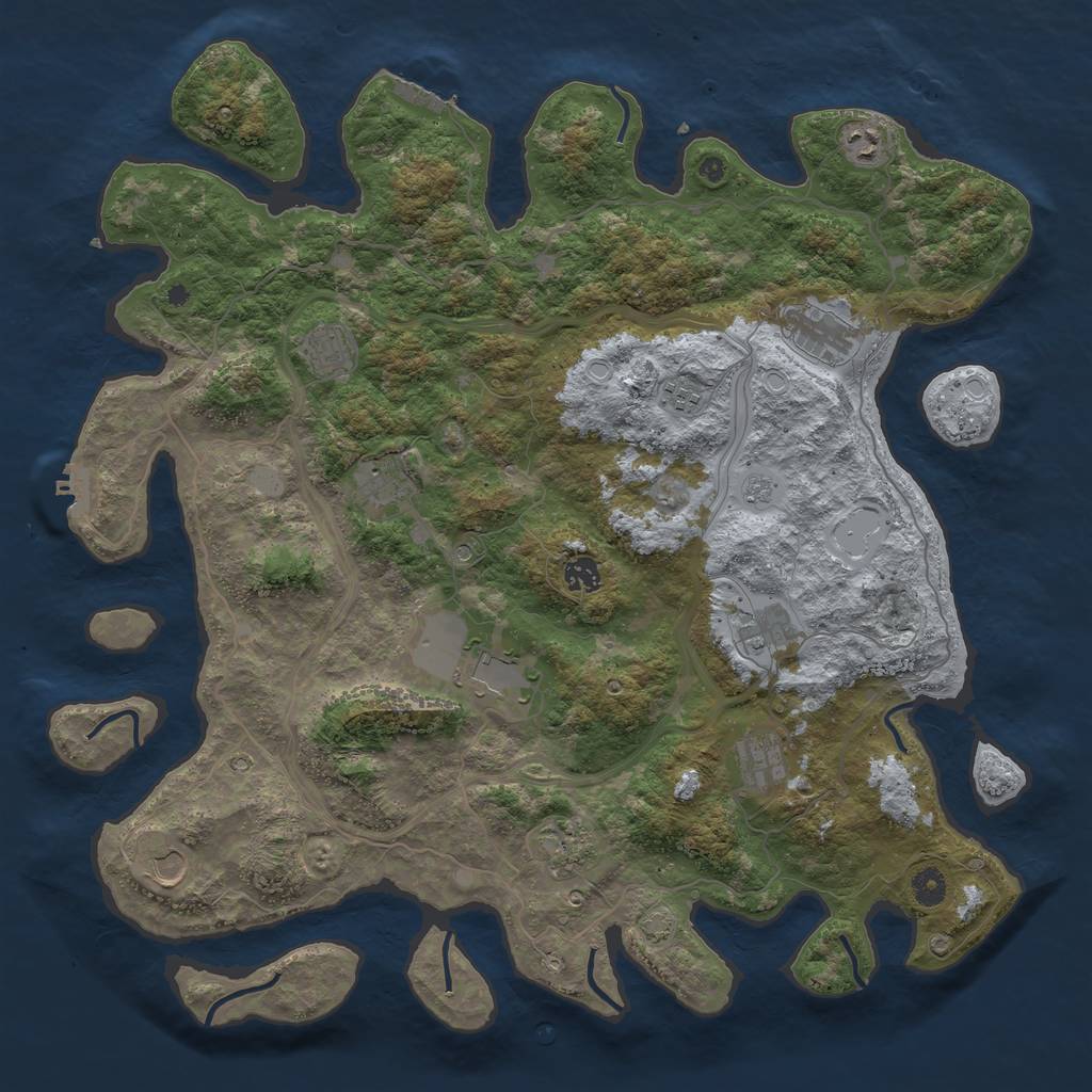 Rust Map: Procedural Map, Size: 4500, Seed: 1110758792, 19 Monuments