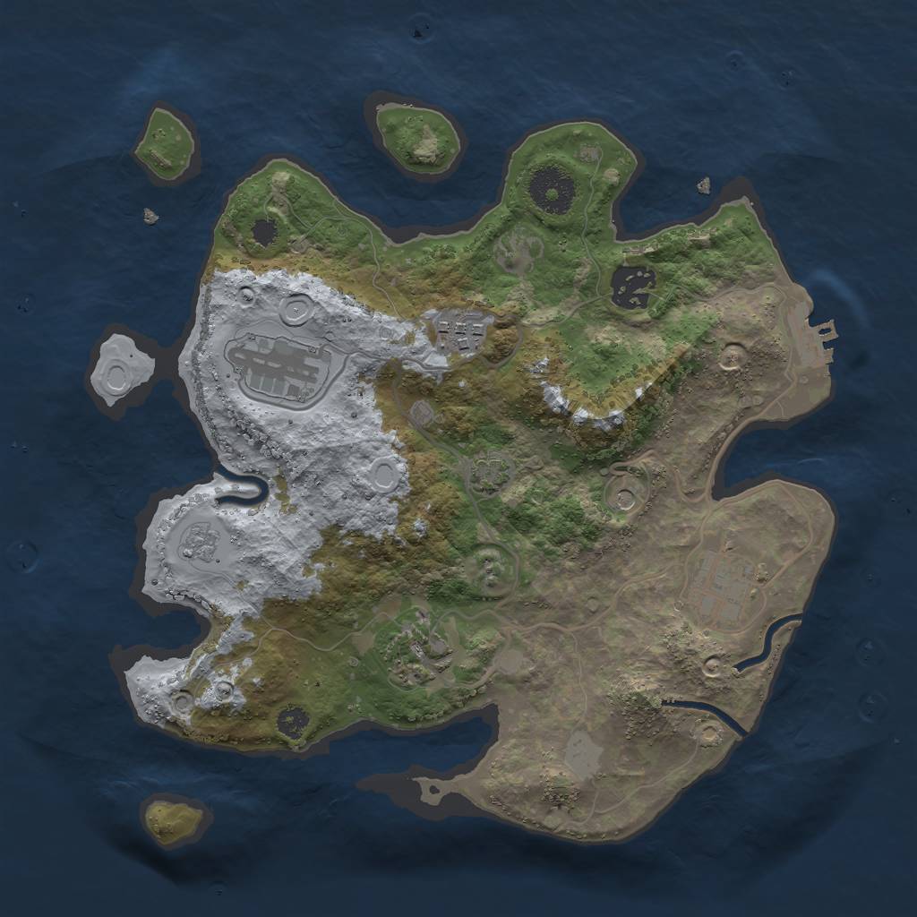 Rust Map: Procedural Map, Size: 3000, Seed: 1077122454, 12 Monuments