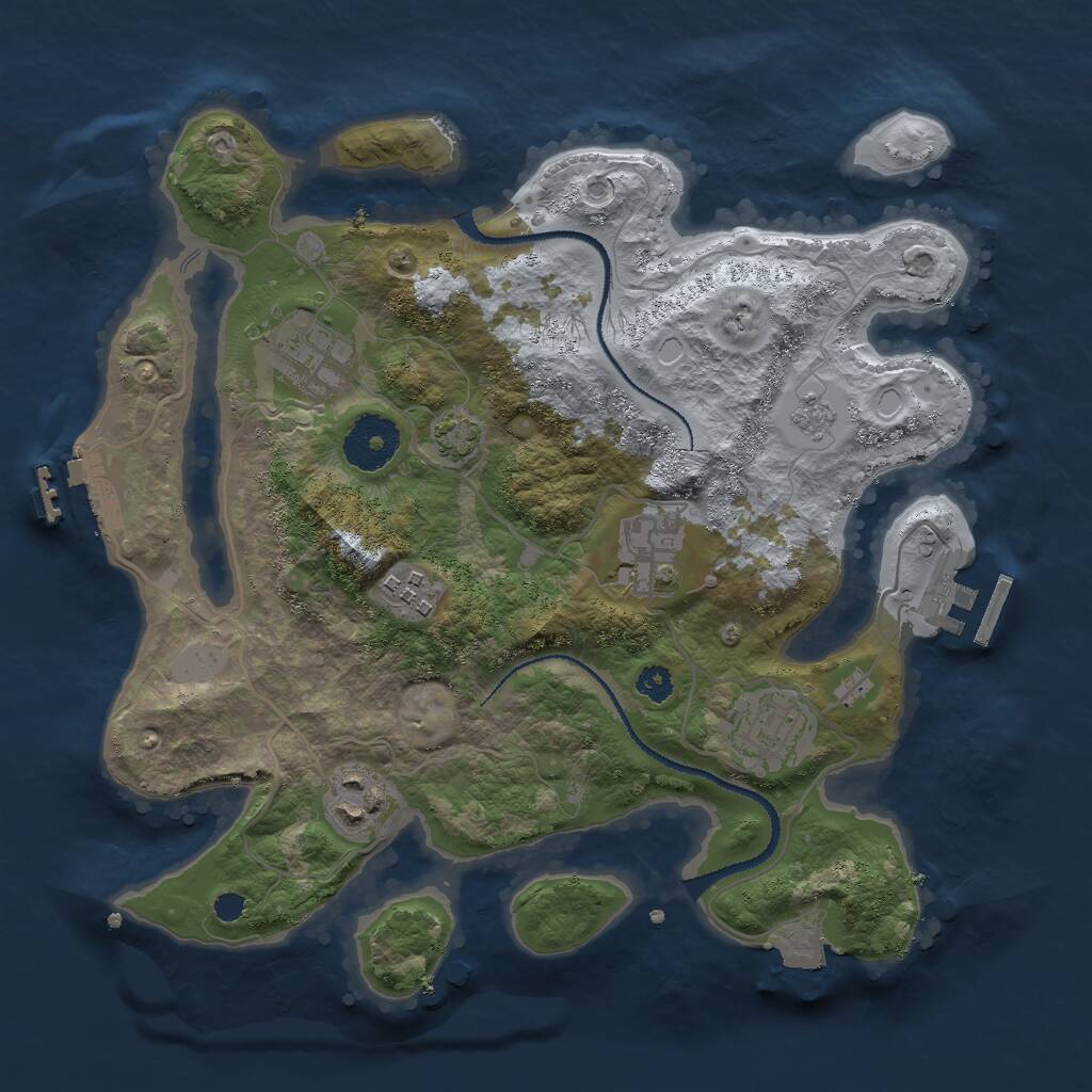 Rust Map: Procedural Map, Size: 3000, Seed: 33873350, 10 Monuments