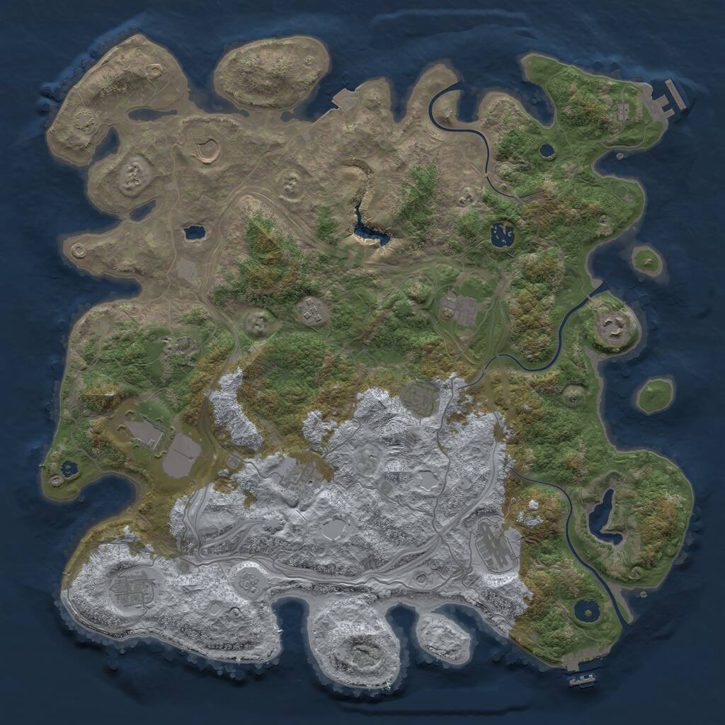 Rust Map: Procedural Map, Size: 4400, Seed: 49592687, 17 Monuments