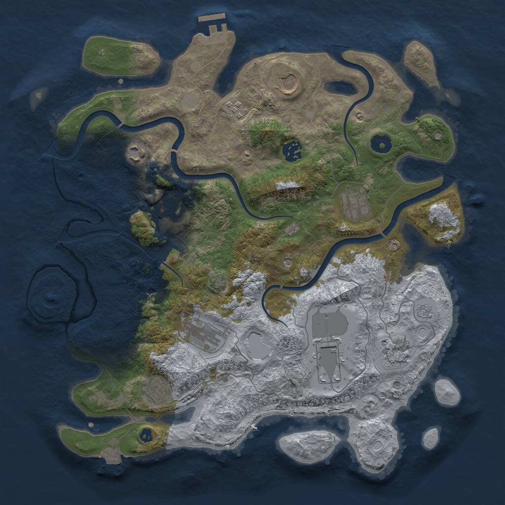 Rust Map: Procedural Map, Size: 3750, Seed: 777896338, 15 Monuments