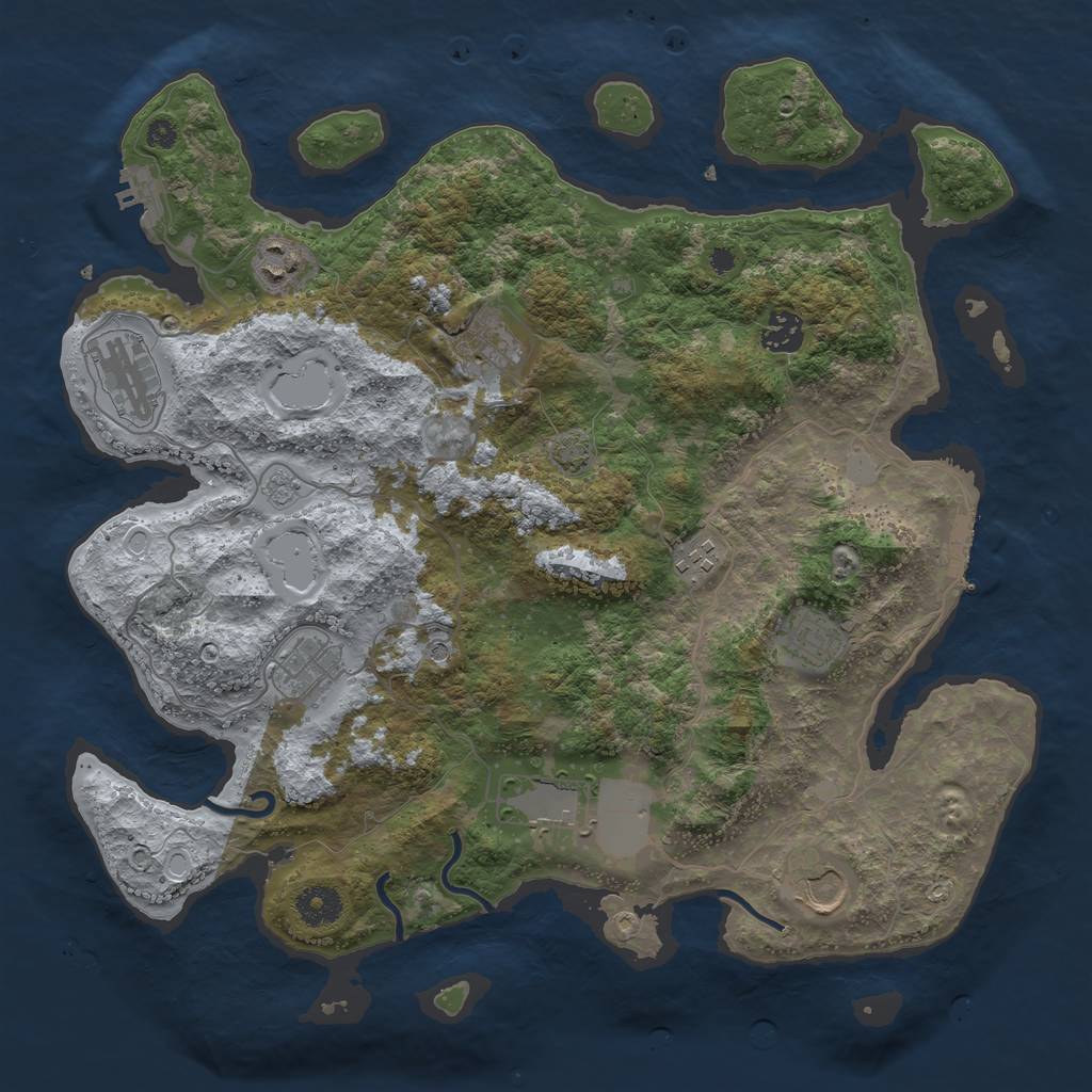 Rust Map: Procedural Map, Size: 3750, Seed: 91566280, 17 Monuments