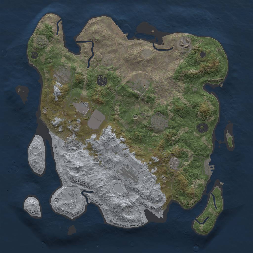 Rust Map: Procedural Map, Size: 3500, Seed: 413196412, 17 Monuments