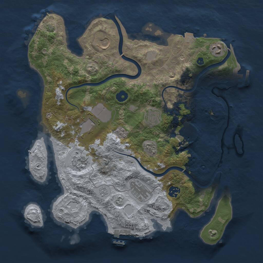 Rust Map: Procedural Map, Size: 3500, Seed: 413196412, 15 Monuments