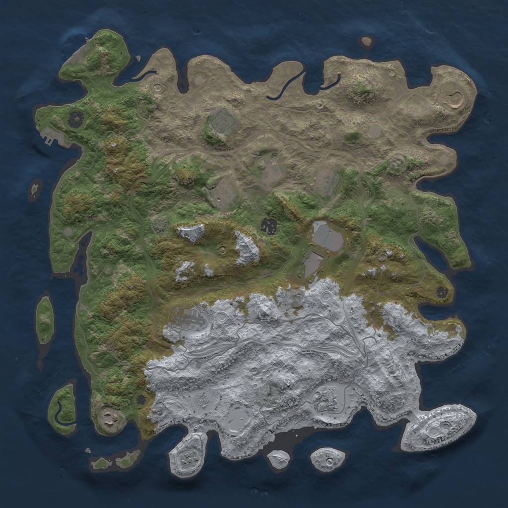 Rust Map: Procedural Map, Size: 4500, Seed: 1743575499, 19 Monuments