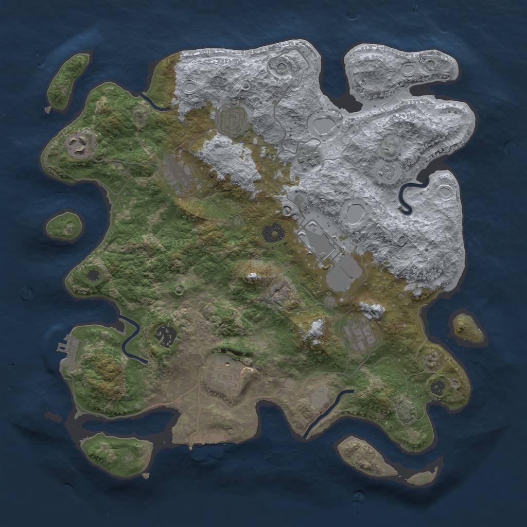 Rust Map: Procedural Map, Size: 3700, Seed: 2004306195, 16 Monuments