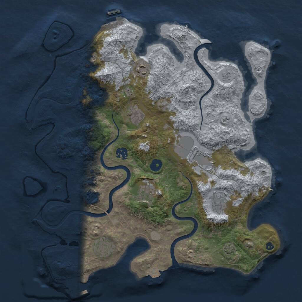Rust Map: Procedural Map, Size: 3700, Seed: 433012593, 14 Monuments