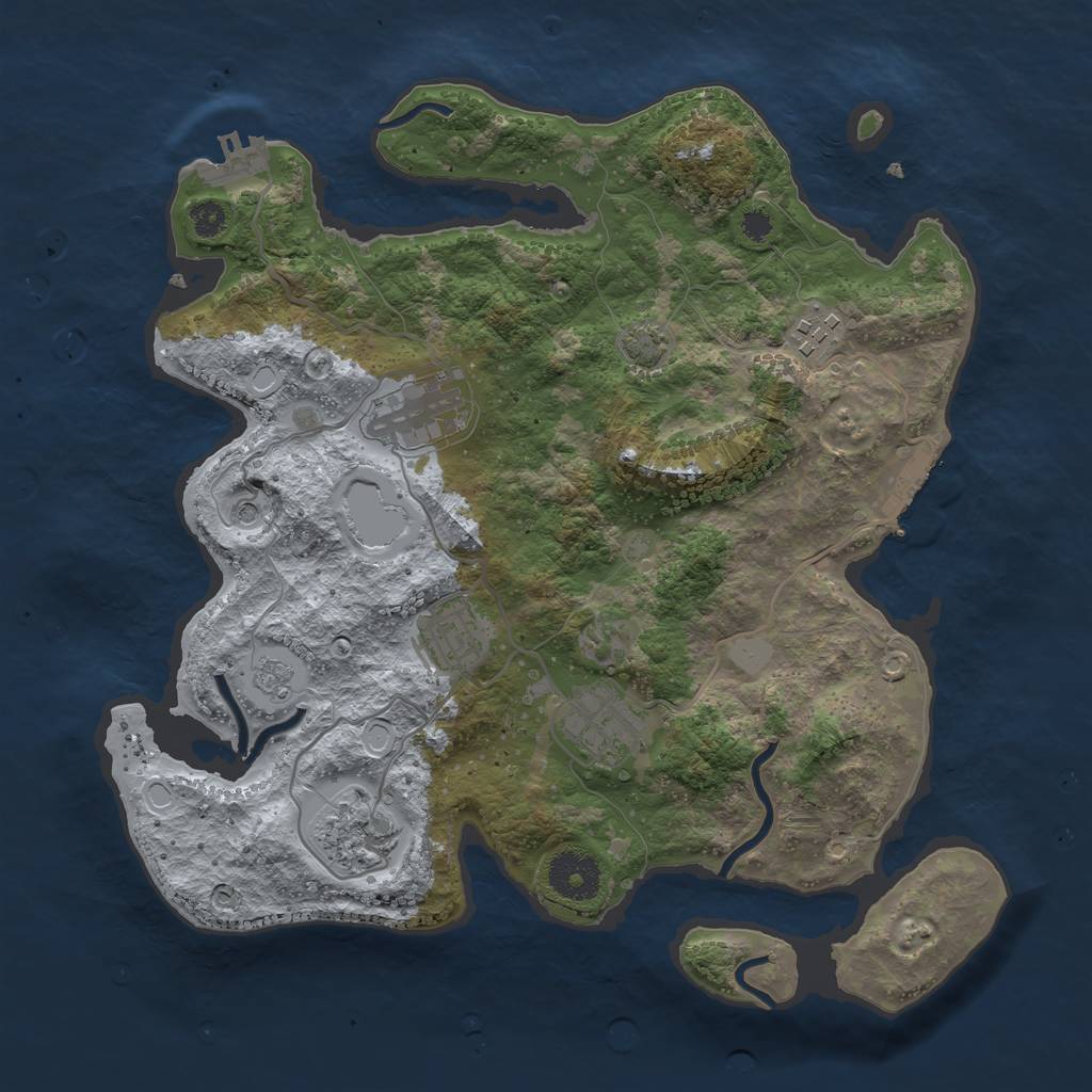 Rust Map: Procedural Map, Size: 3250, Seed: 334190738, 13 Monuments