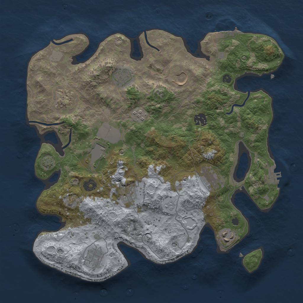 Rust Map: Procedural Map, Size: 3500, Seed: 1031881475, 18 Monuments