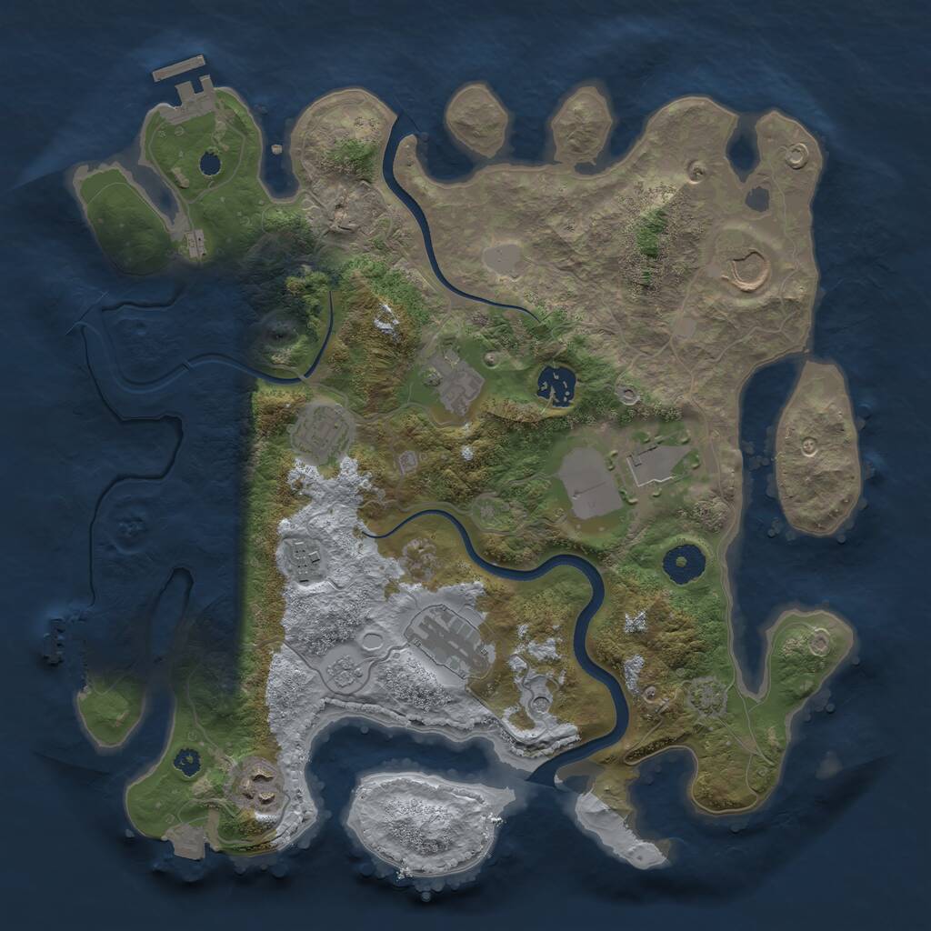 Rust Map: Procedural Map, Size: 3500, Seed: 413070905, 14 Monuments