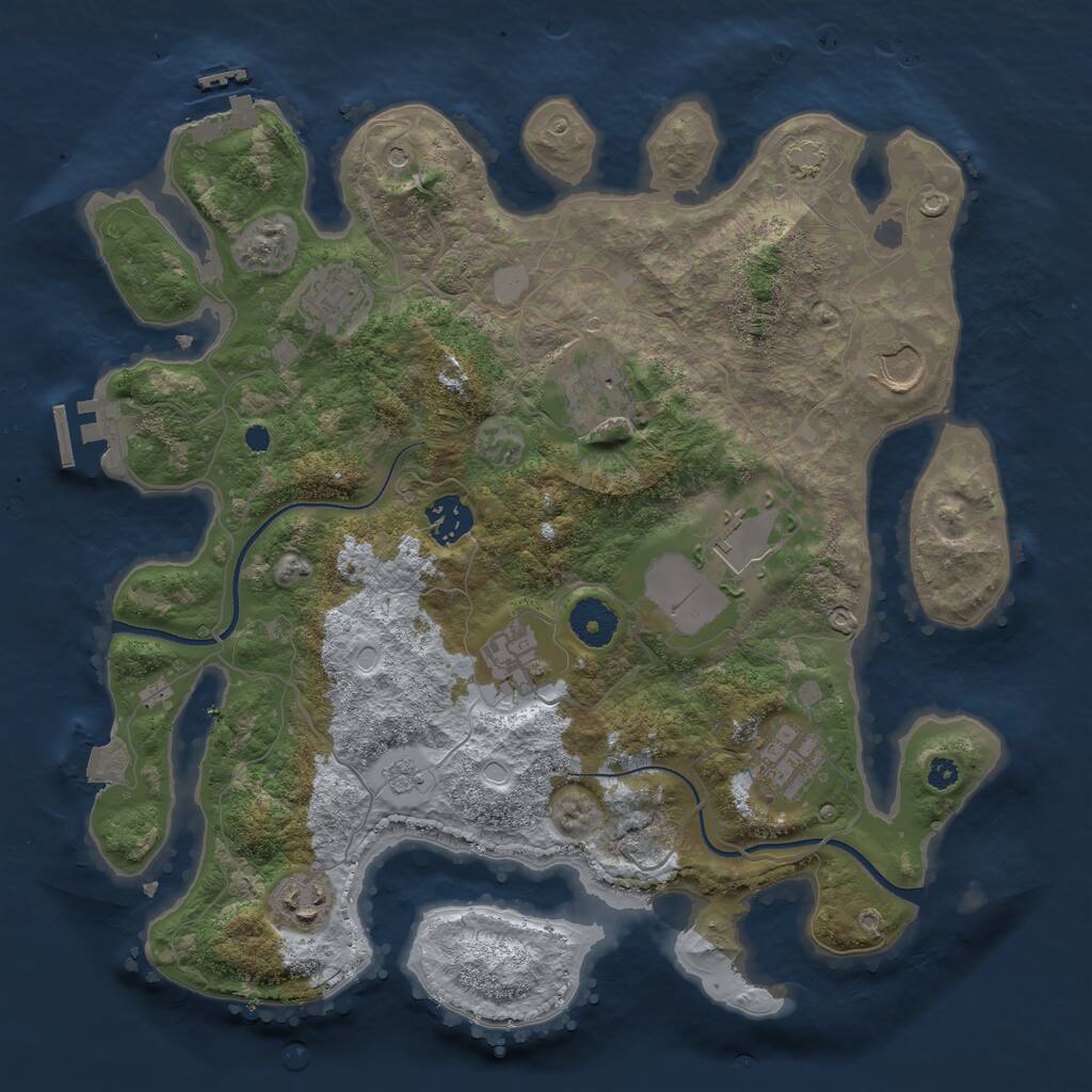 Rust Map: Procedural Map, Size: 3500, Seed: 413070905, 14 Monuments