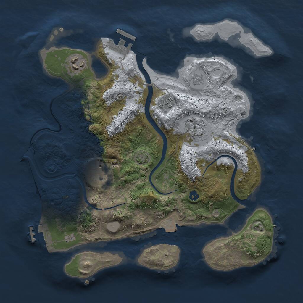 Rust Map: Procedural Map, Size: 3000, Seed: 648333, 9 Monuments