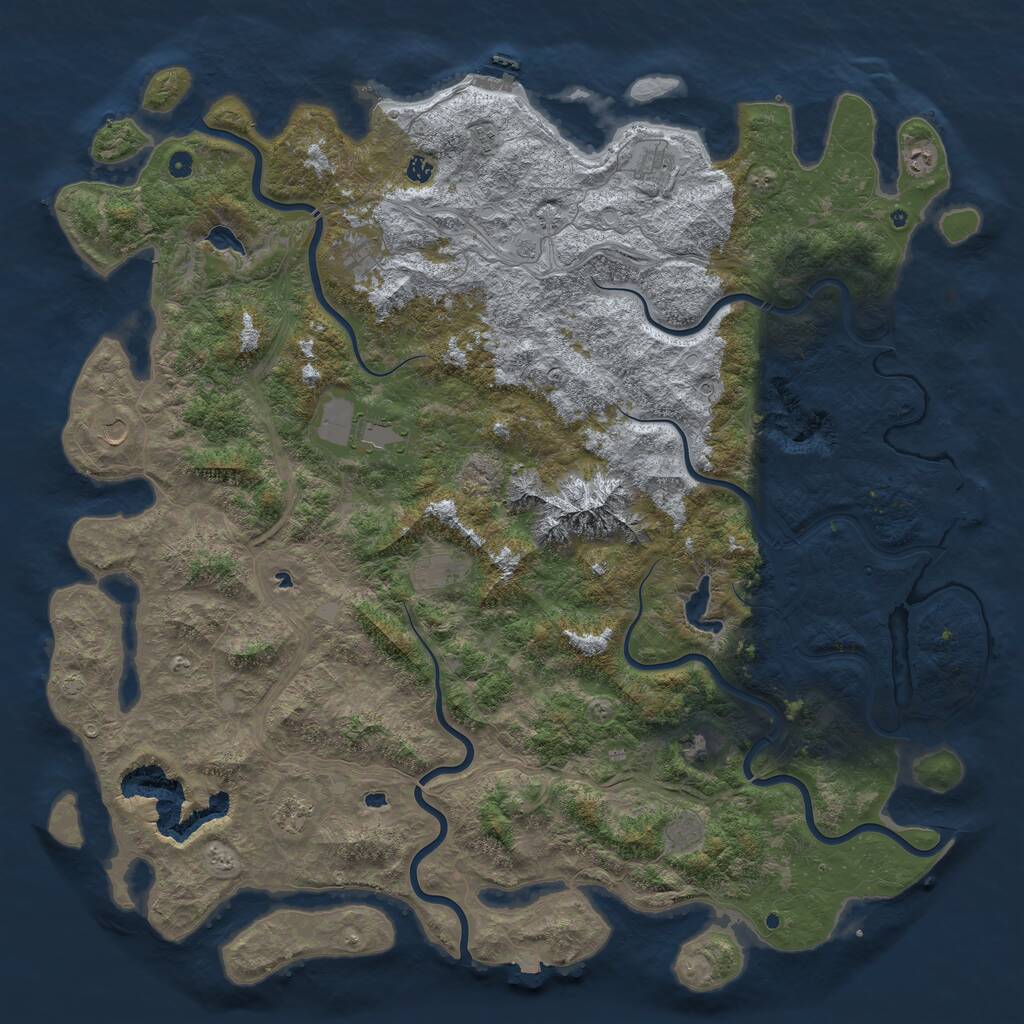Rust Map: Procedural Map, Size: 6000, Seed: 46652, 17 Monuments