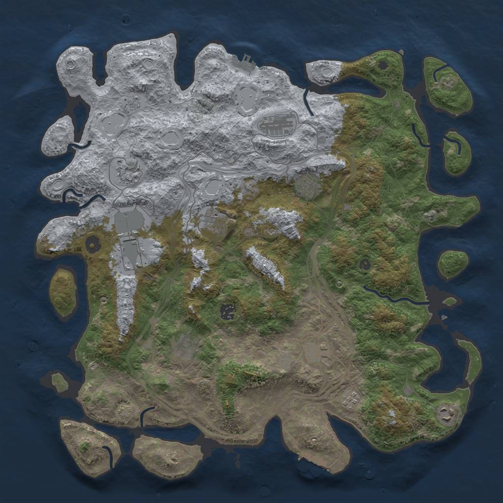 Rust Map: Procedural Map, Size: 4500, Seed: 1839052677, 18 Monuments