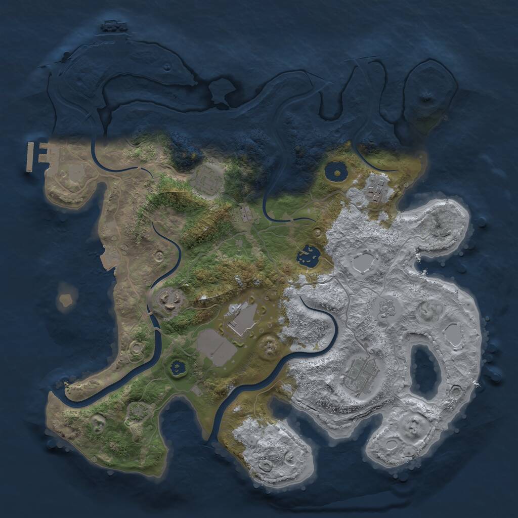 Rust Map: Procedural Map, Size: 3500, Seed: 1080711036, 11 Monuments