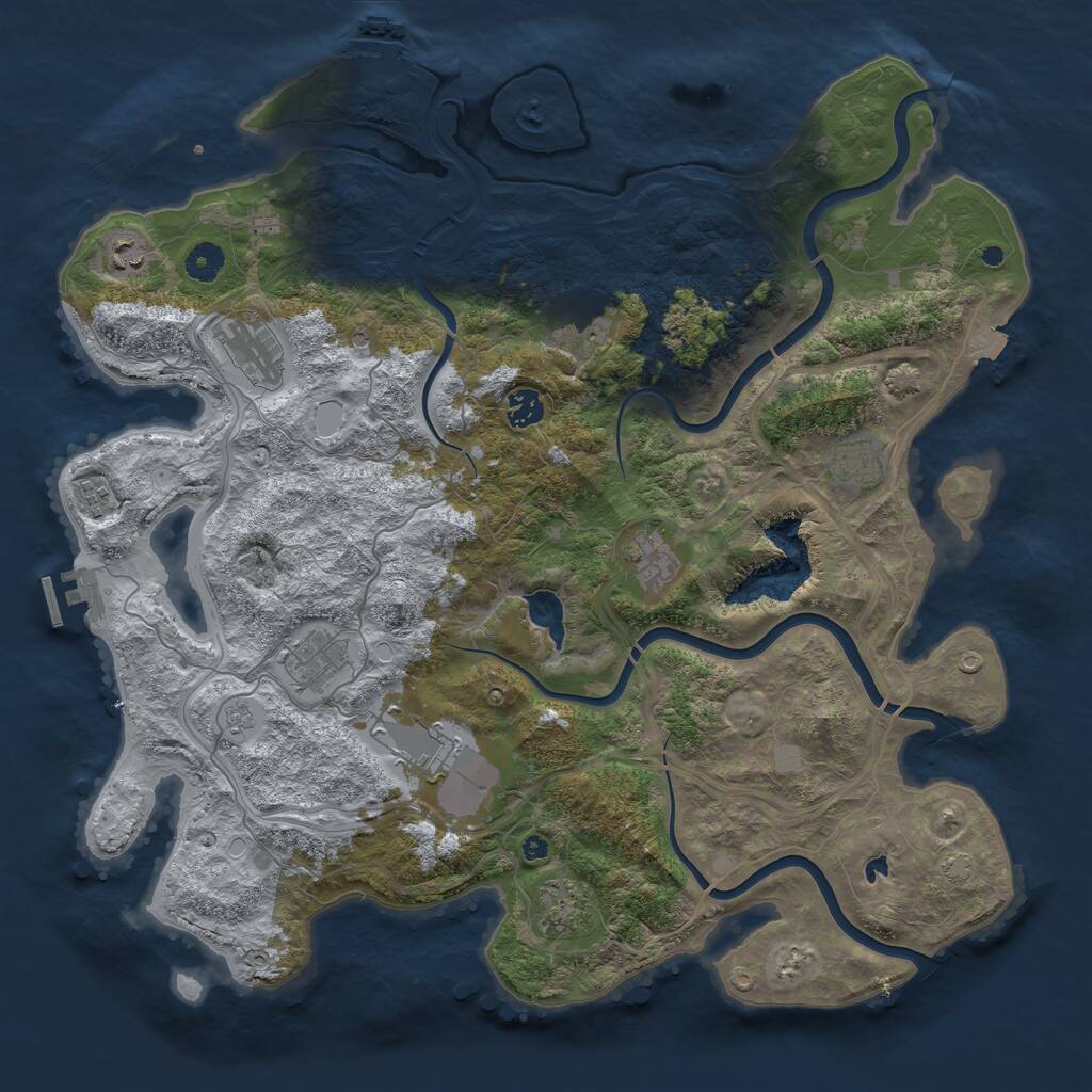 Rust Map: Procedural Map, Size: 4300, Seed: 95867341, 16 Monuments