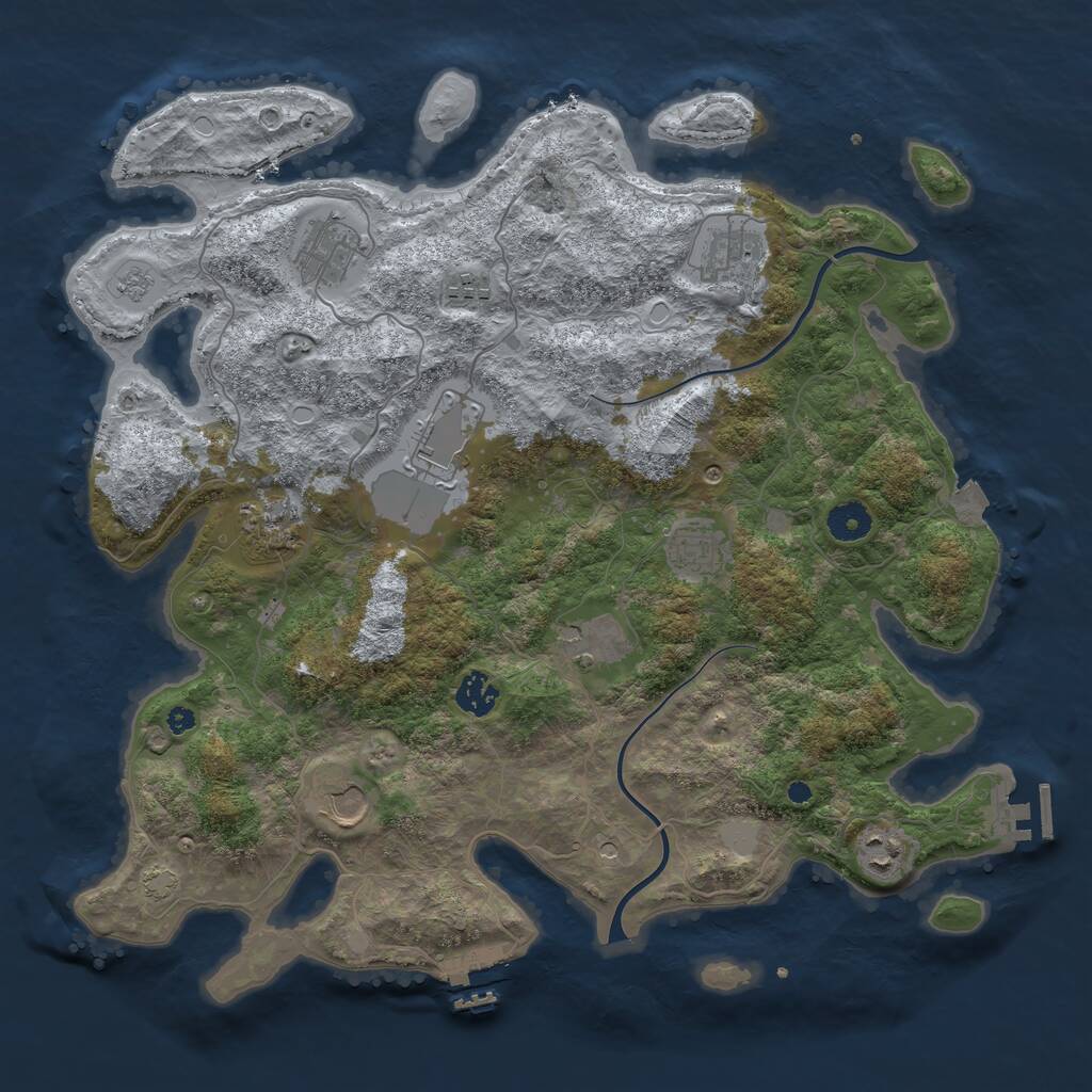 Rust Map: Procedural Map, Size: 3950, Seed: 66723112, 16 Monuments