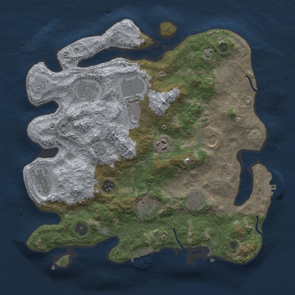 Rust Map: Procedural Map, Size: 3500, Seed: 2097352513, 17 Monuments