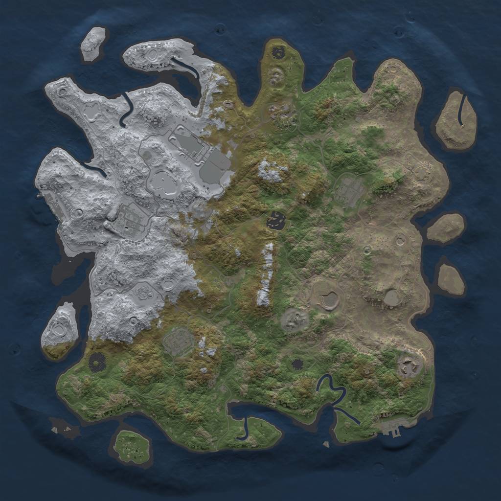 Rust Map: Procedural Map, Size: 3950, Seed: 46678903, 16 Monuments
