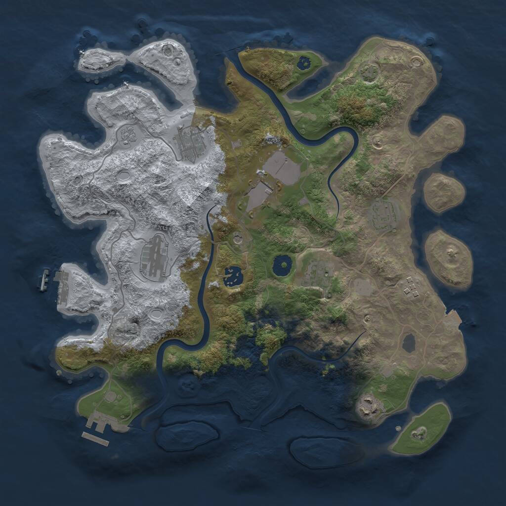 Rust Map: Procedural Map, Size: 3650, Seed: 19461346, 14 Monuments