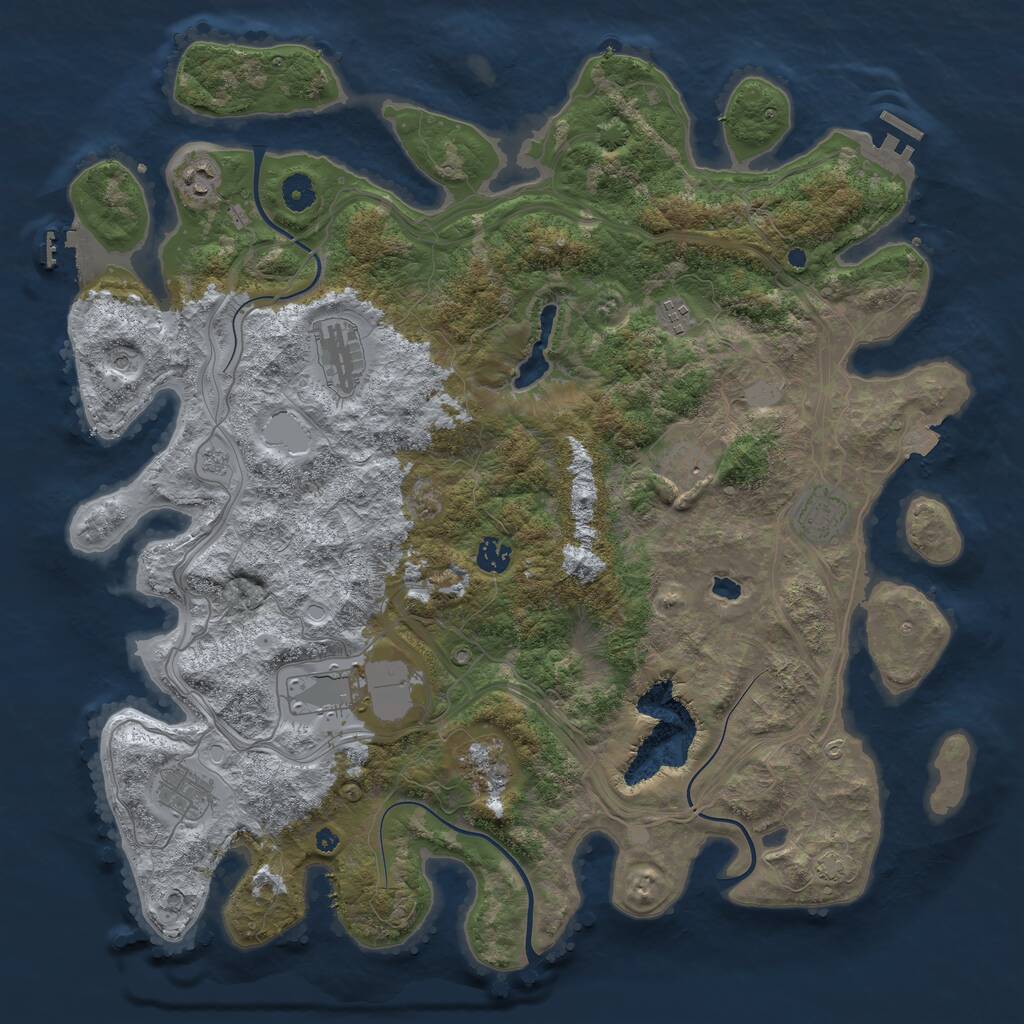 Rust Map: Procedural Map, Size: 4400, Seed: 70864714, 15 Monuments