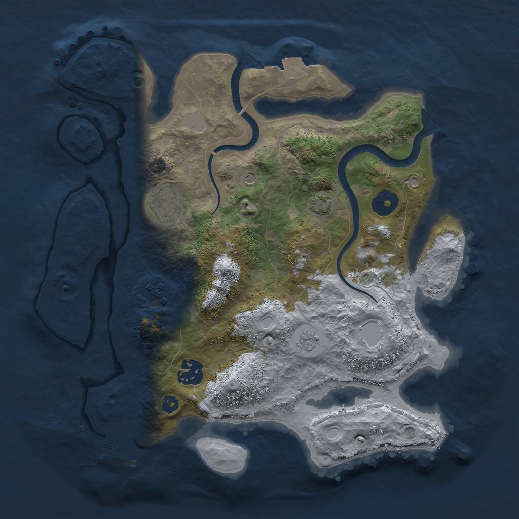 Rust Map: Procedural Map, Size: 3000, Seed: 85637, 8 Monuments