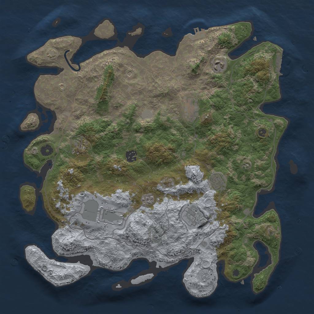 Rust Map: Procedural Map, Size: 4000, Seed: 885718397, 16 Monuments
