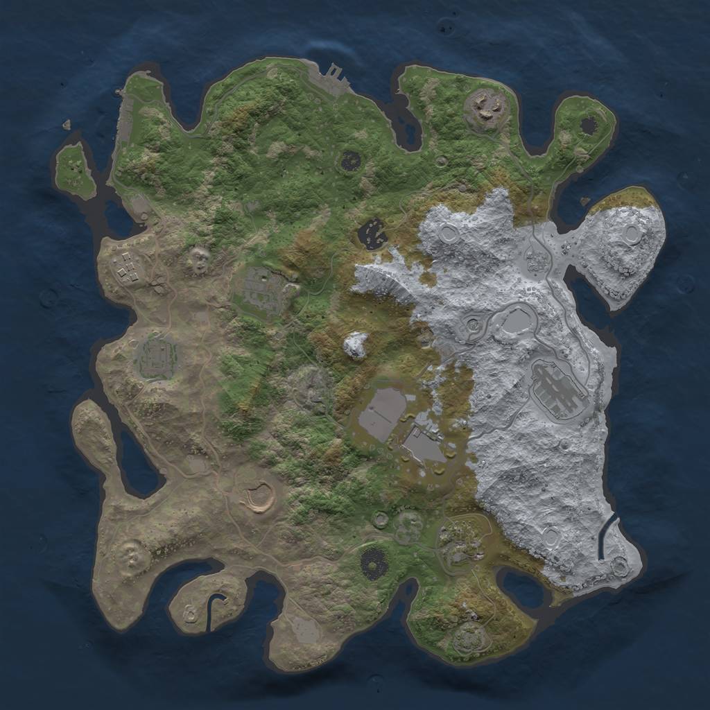 Rust Map: Procedural Map, Size: 3600, Seed: 52210252, 17 Monuments