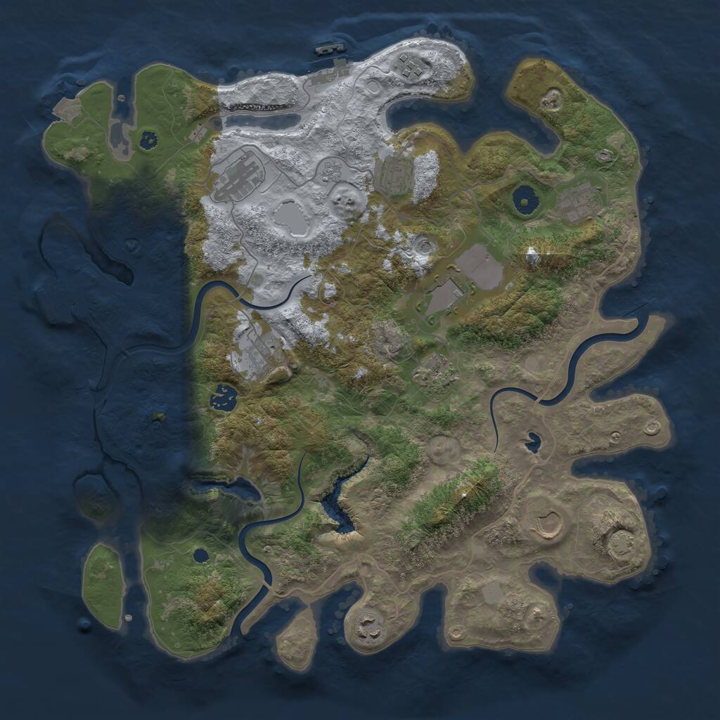 Rust Map: Procedural Map, Size: 4000, Seed: 12499022, 16 Monuments