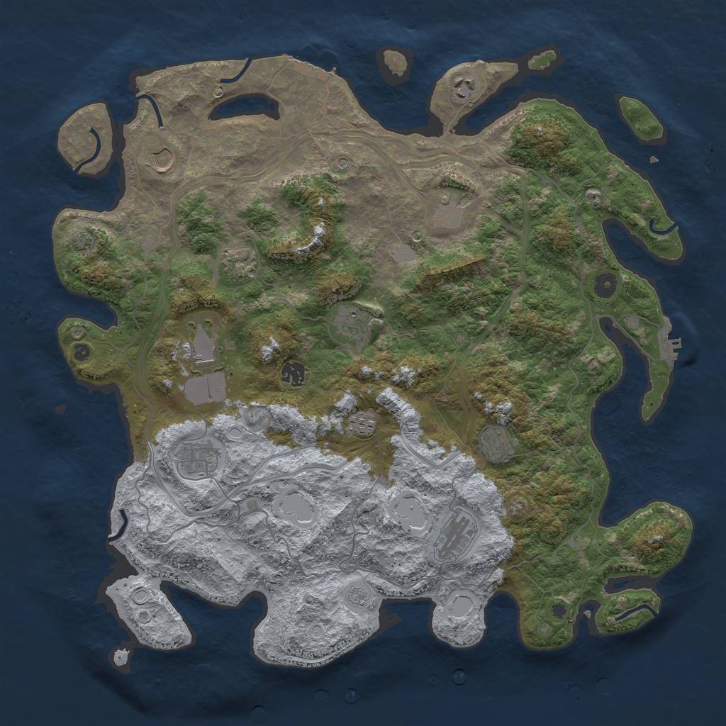 Rust Map: Procedural Map, Size: 4500, Seed: 1025916270, 19 Monuments