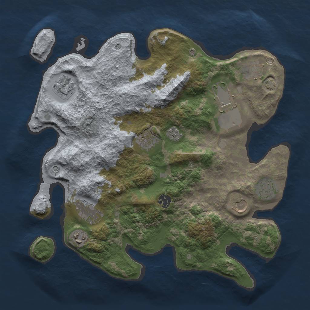 Rust Map: Barren, Size: 3500, Seed: 425870710, 14 Monuments