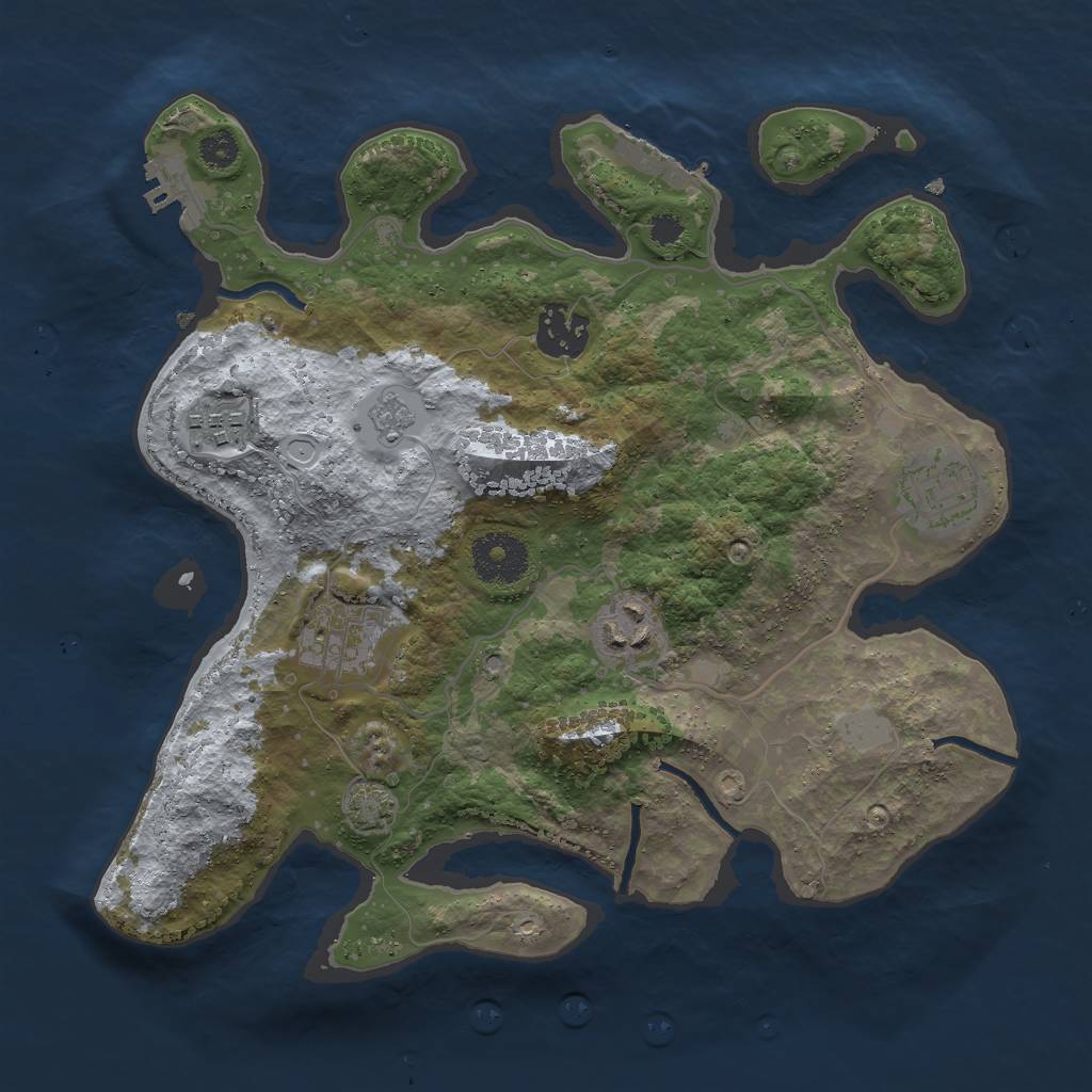 Rust Map: Procedural Map, Size: 3000, Seed: 467913, 12 Monuments