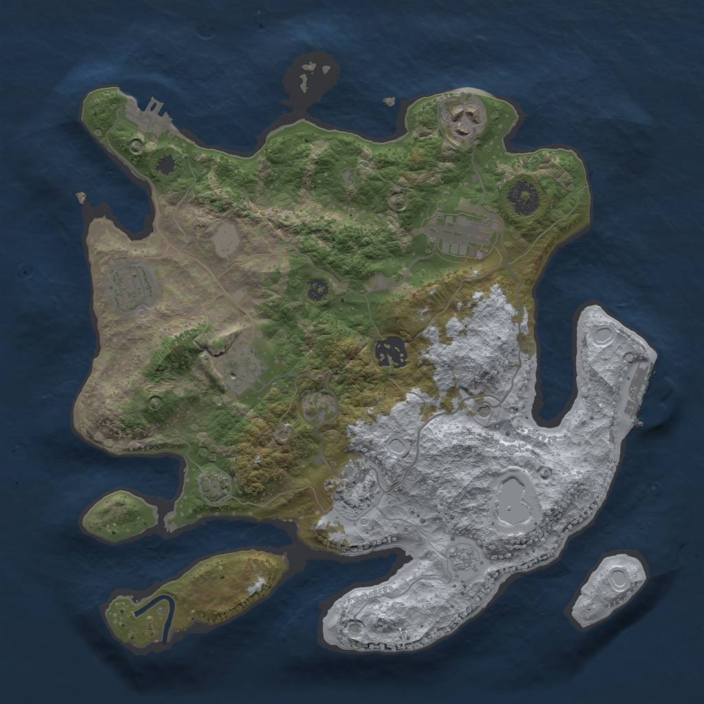 Rust Map: Procedural Map, Size: 3200, Seed: 295584777, 14 Monuments