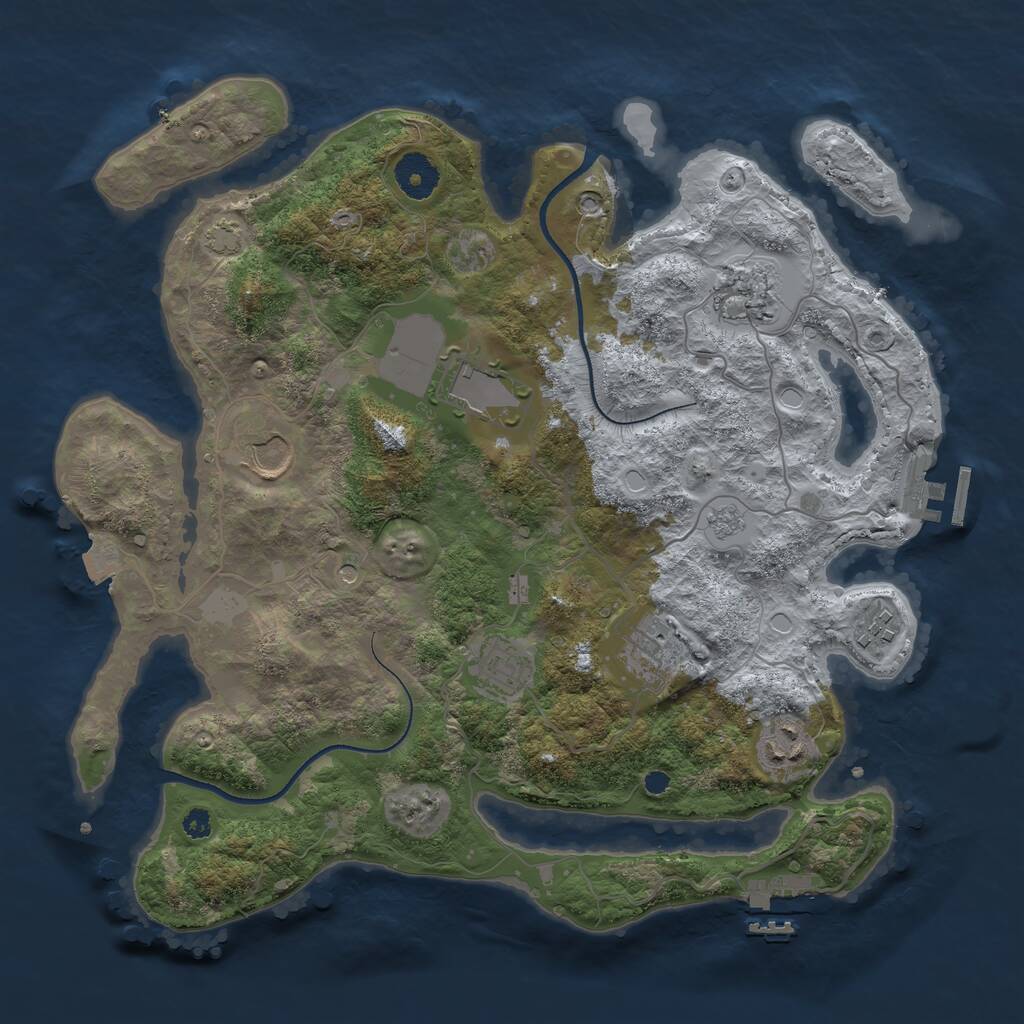 Rust Map: Procedural Map, Size: 3500, Seed: 68989506, 13 Monuments