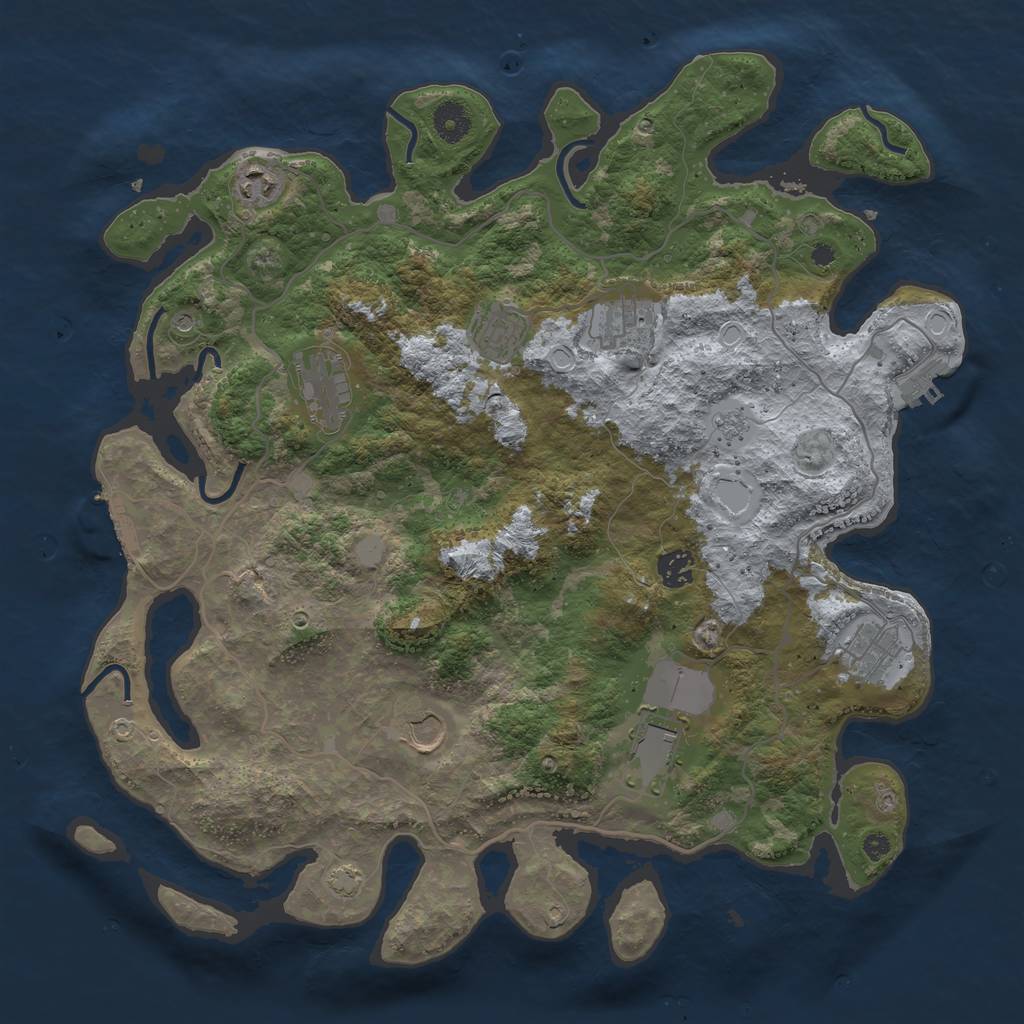 Rust Map: Procedural Map, Size: 4000, Seed: 42424242, 16 Monuments