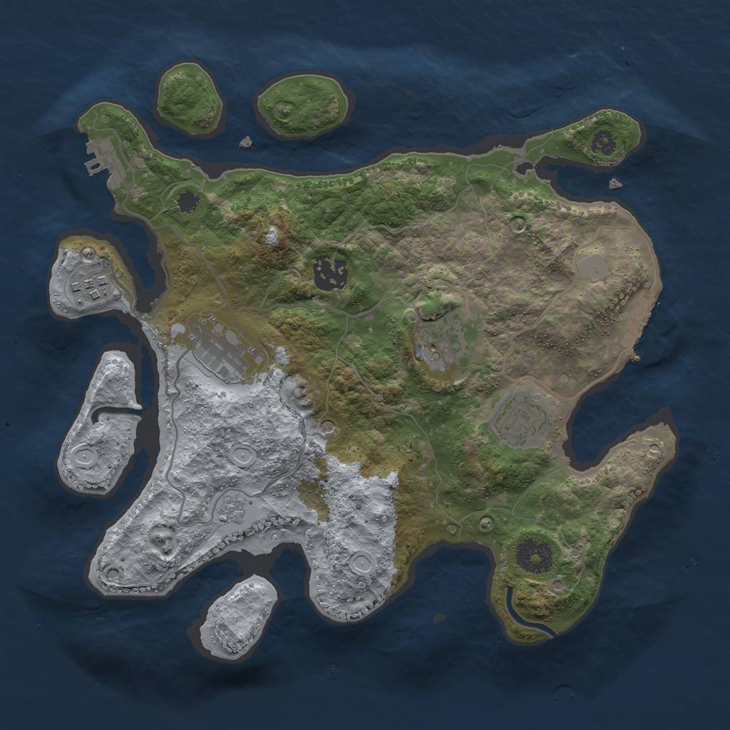 Rust Map: Procedural Map, Size: 3000, Seed: 34017929, 12 Monuments