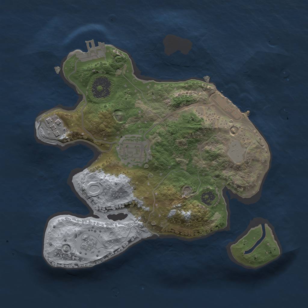 Rust Map: Procedural Map, Size: 2222, Seed: 2023943894, 8 Monuments