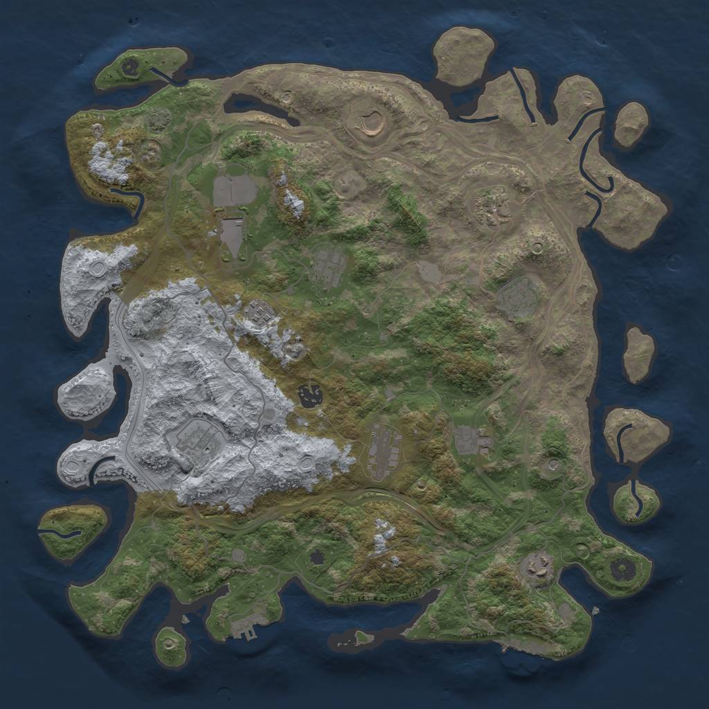 Rust Map: Procedural Map, Size: 4250, Seed: 3827269, 18 Monuments