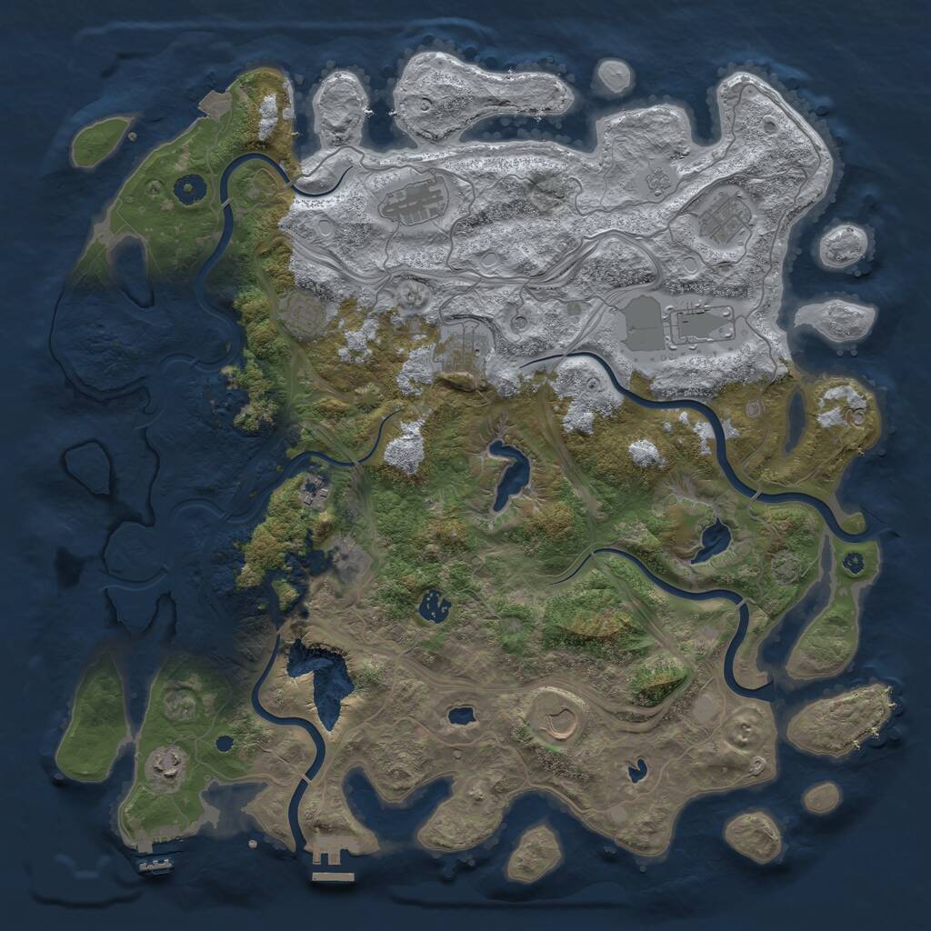 Rust Map: Procedural Map, Size: 4500, Seed: 1864180935, 16 Monuments